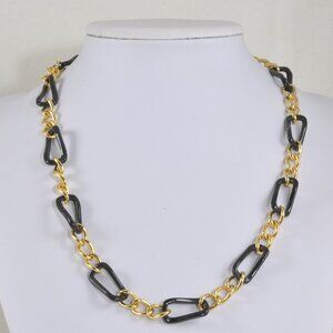 NWT Elizabeth Taylor Black and Gold Link 18" Necklace